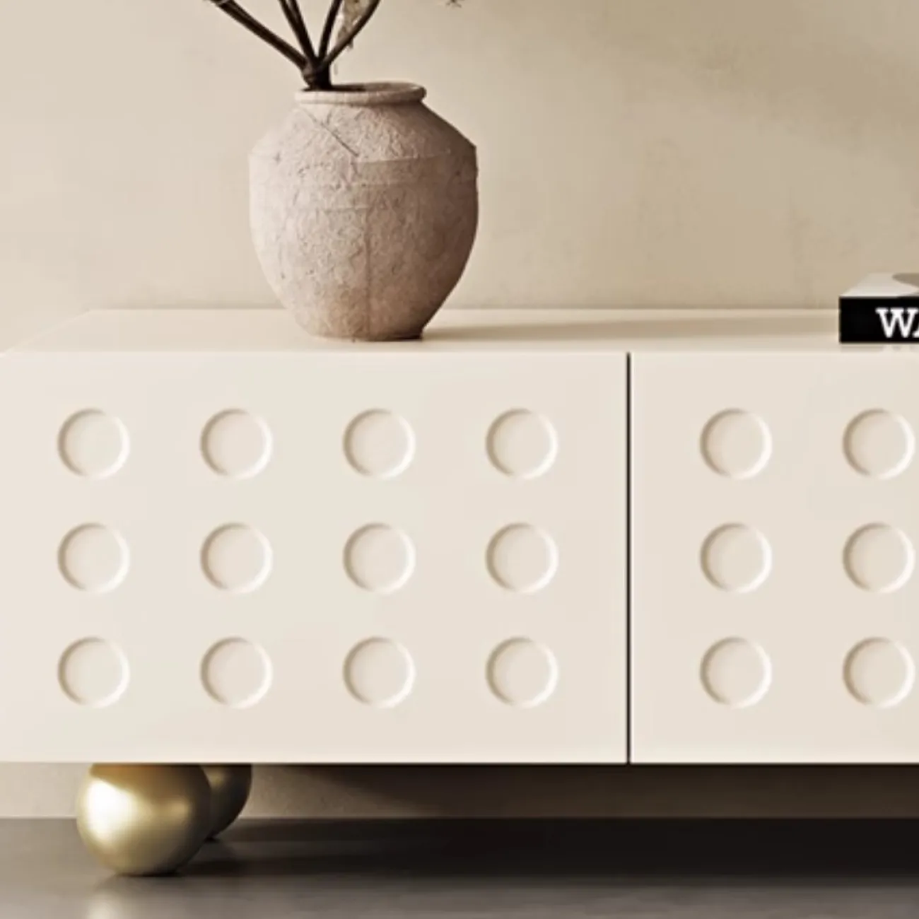 Деревянный шкаф для телевизора в бело-кремовом стиле LanLan 35930-29