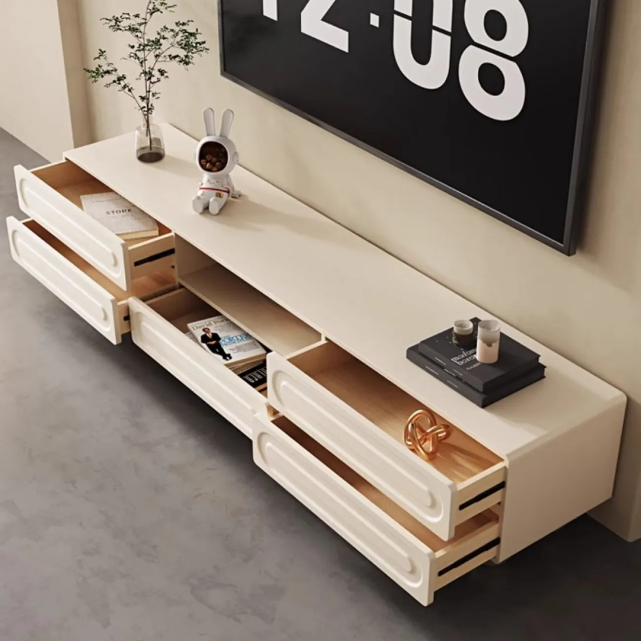 Роскошный ТВ-шкаф в кремовом стиле LanLan 35932-29