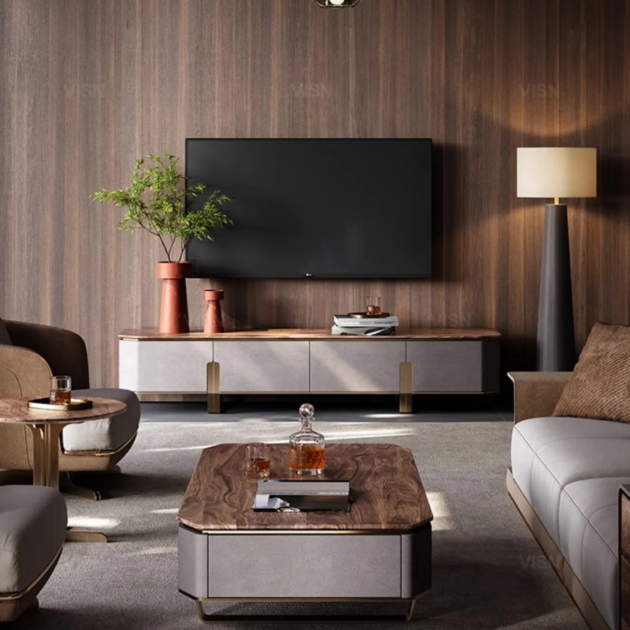 Роскошная тумба под ТВ  из чёрного ореха LUXURY VISN 35735-29