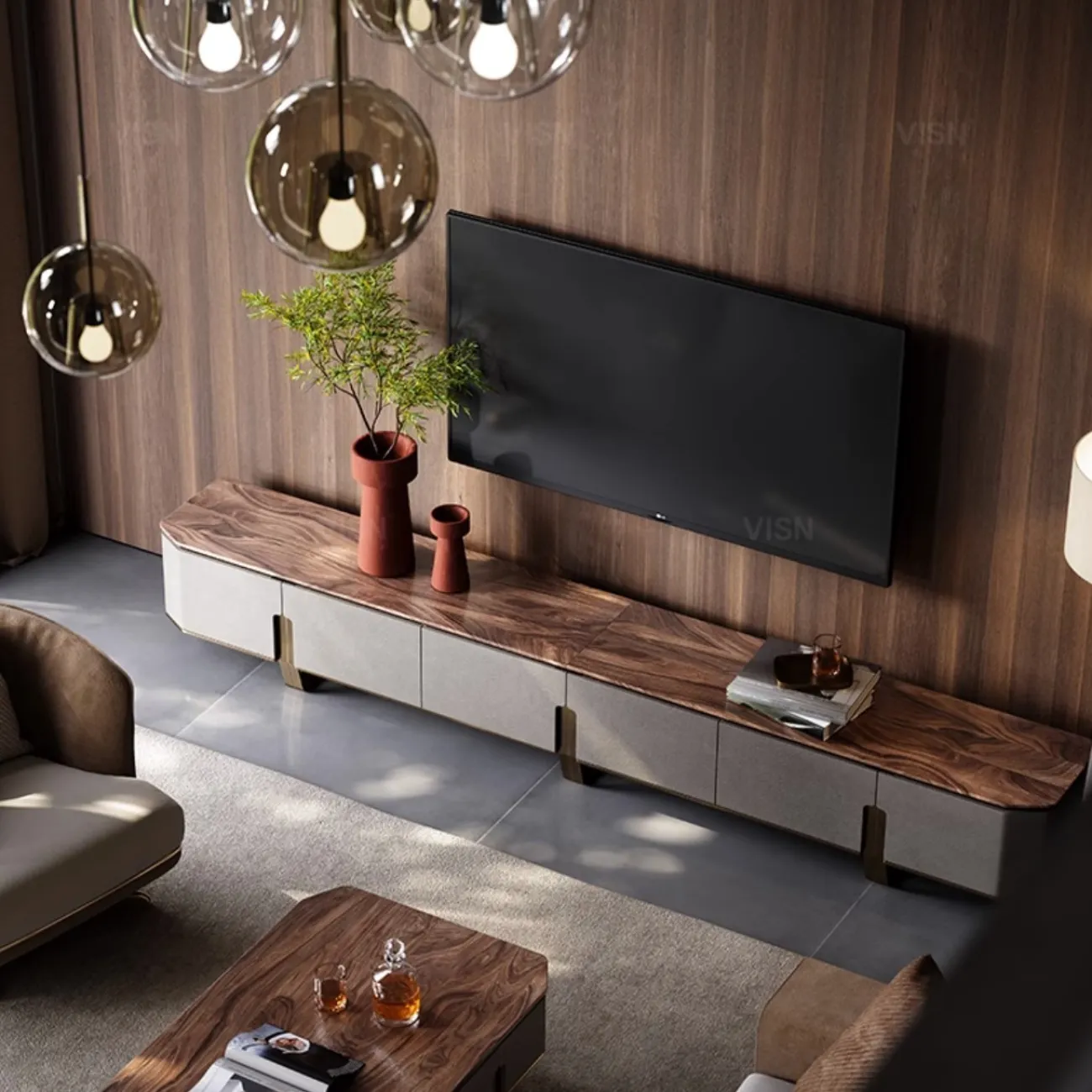 Роскошная тумба под ТВ  из чёрного ореха LUXURY VISN 35735-29