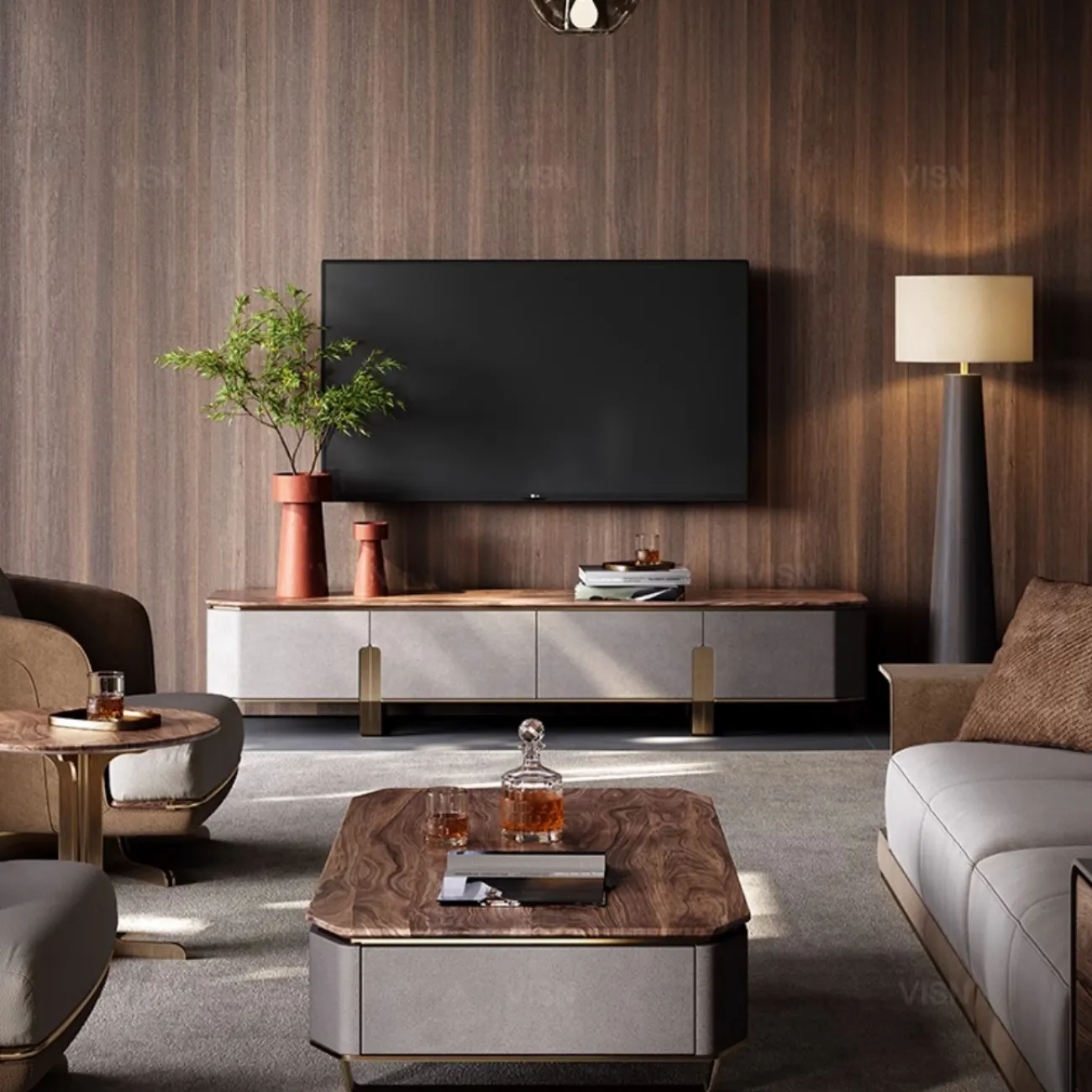 Роскошная тумба под ТВ  из чёрного ореха LUXURY VISN 35735-29