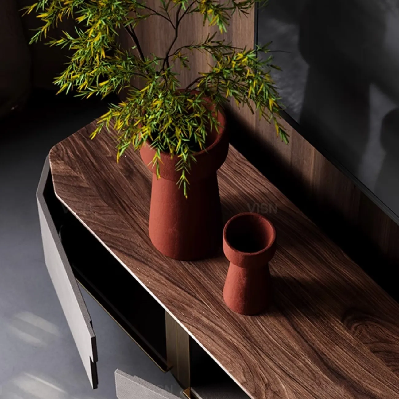 Роскошная тумба под ТВ  из чёрного ореха LUXURY VISN 35735-29