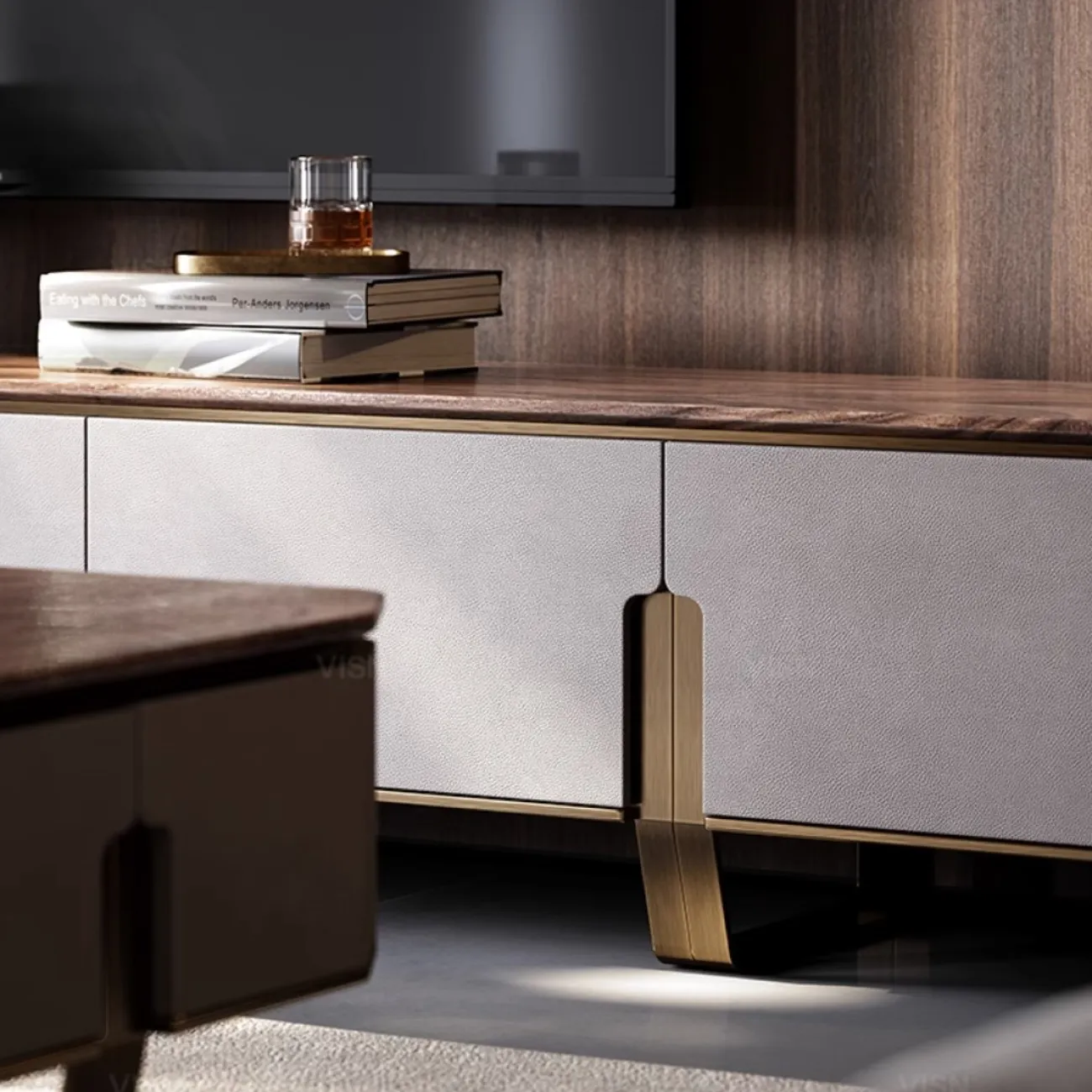 Роскошная тумба под ТВ  из чёрного ореха LUXURY VISN 35735-29