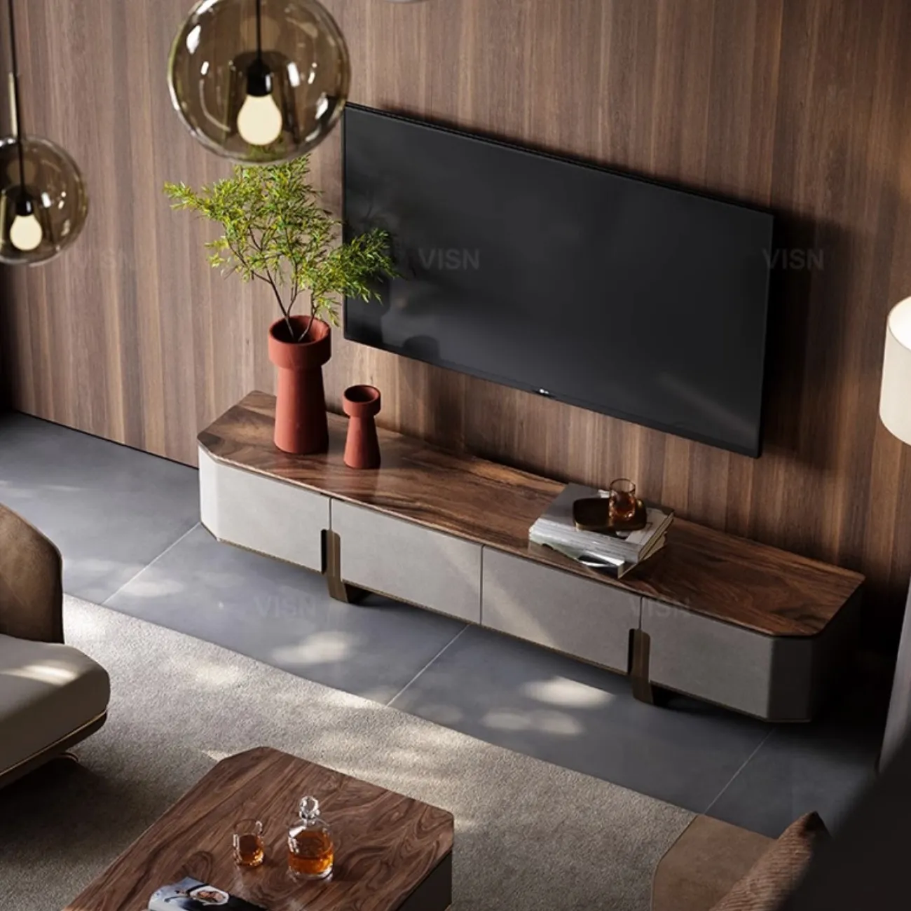 Роскошная тумба под ТВ  из чёрного ореха LUXURY VISN 35735-29