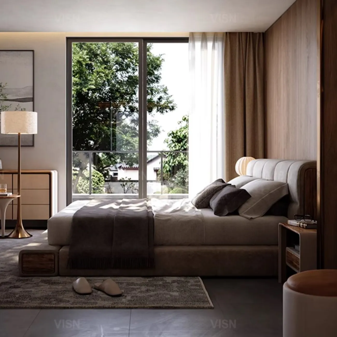 Современная кровать из цельного дерева LUXURY VISN 35807-29