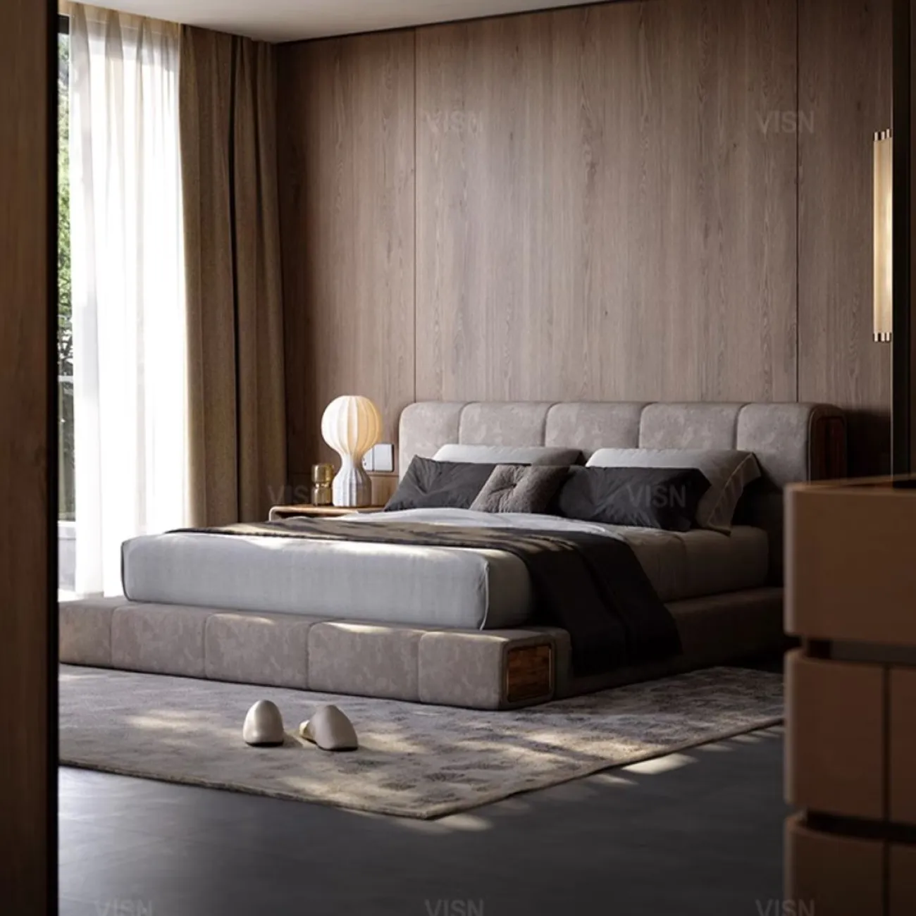 Современная кровать из цельного дерева LUXURY VISN 35807-29