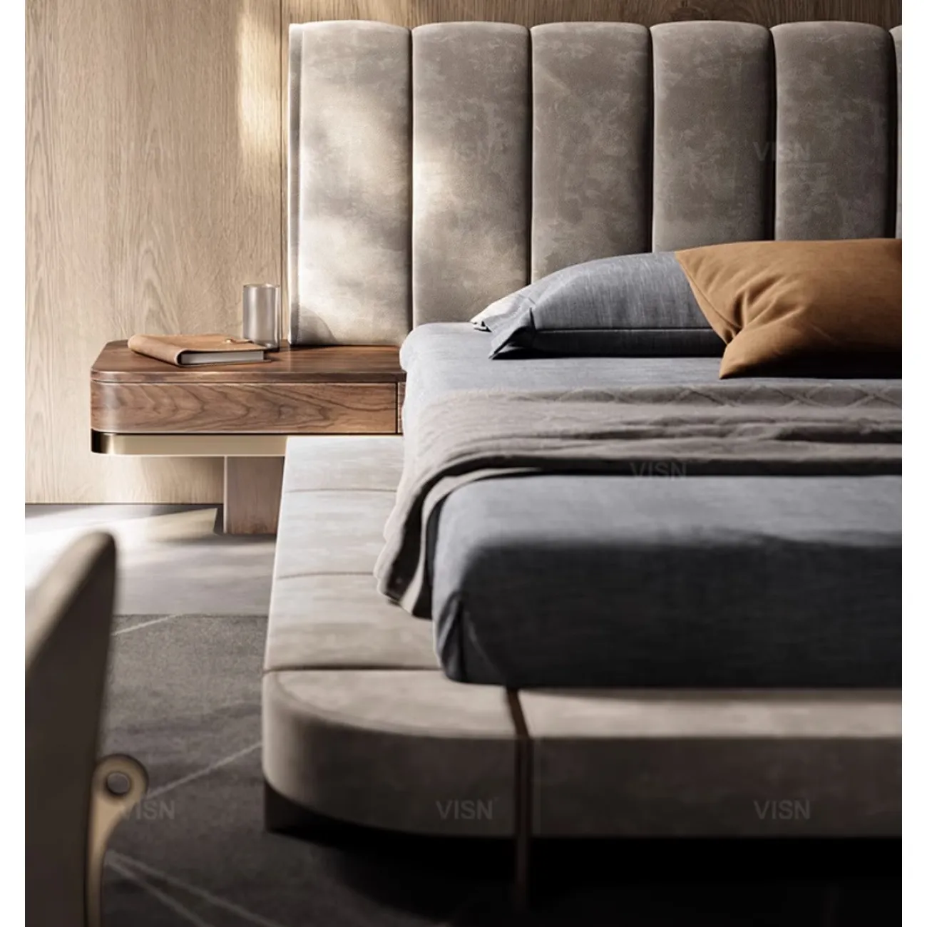 Двуспальная кожаная кровать из массива дерева LUXURY VISN 35809-29