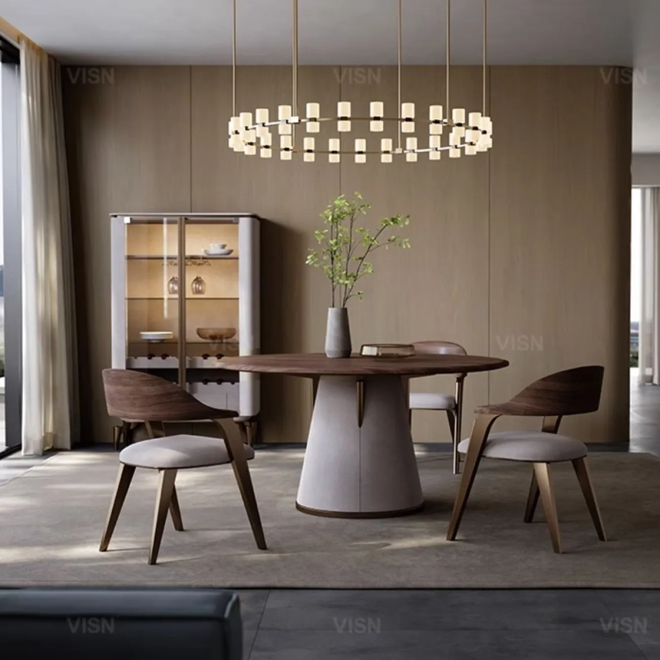 Современный дизайнерский кожаный обеденный стул LUXURY VISN 35811-29