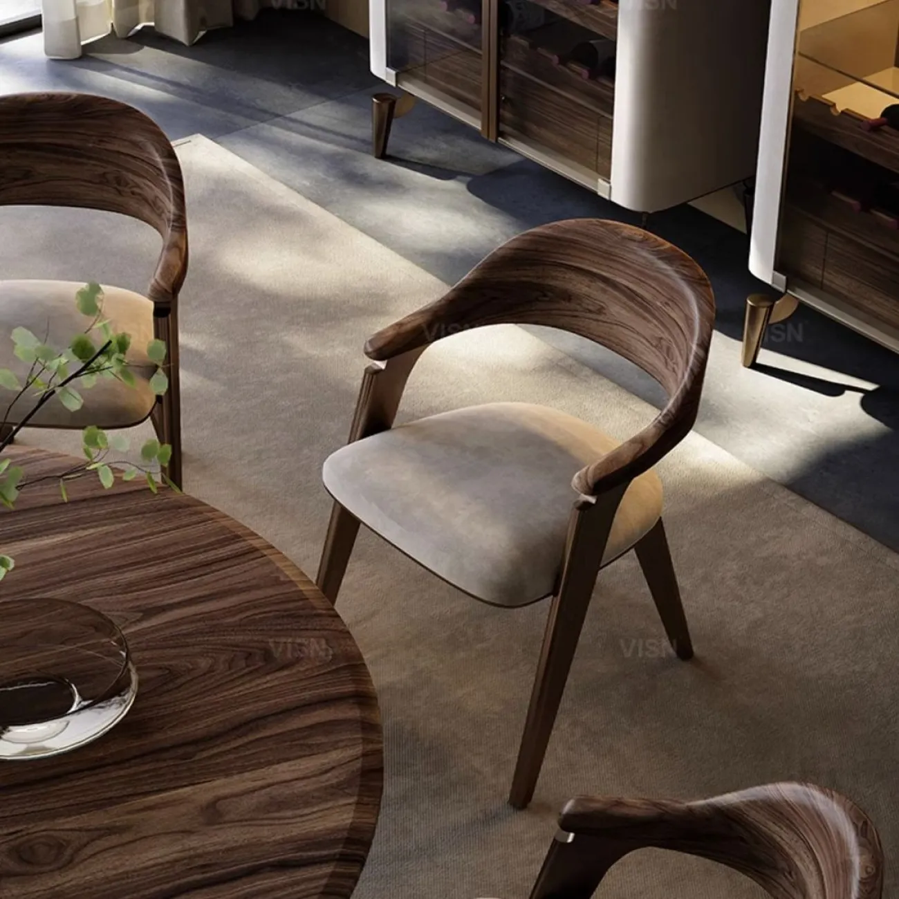 Современный дизайнерский кожаный обеденный стул LUXURY VISN 35811-29