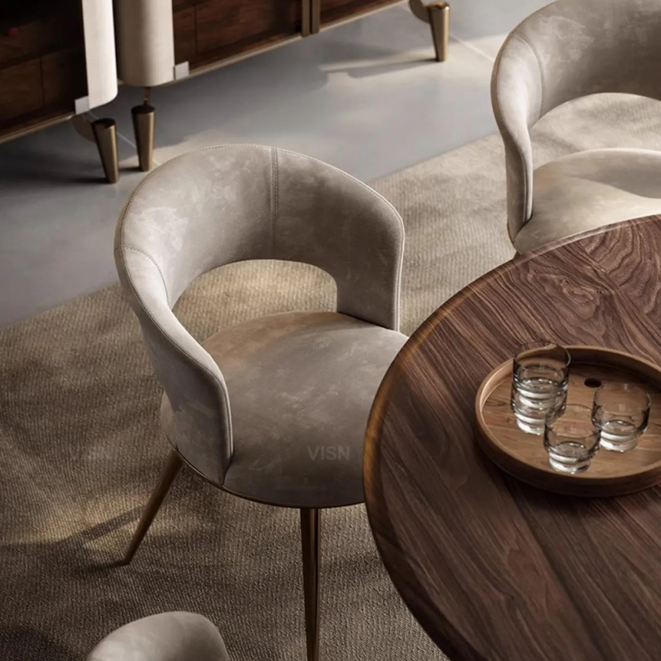 Итальянский минималистичный кожаный обеденный стул  LUXURY VISN 35812-29