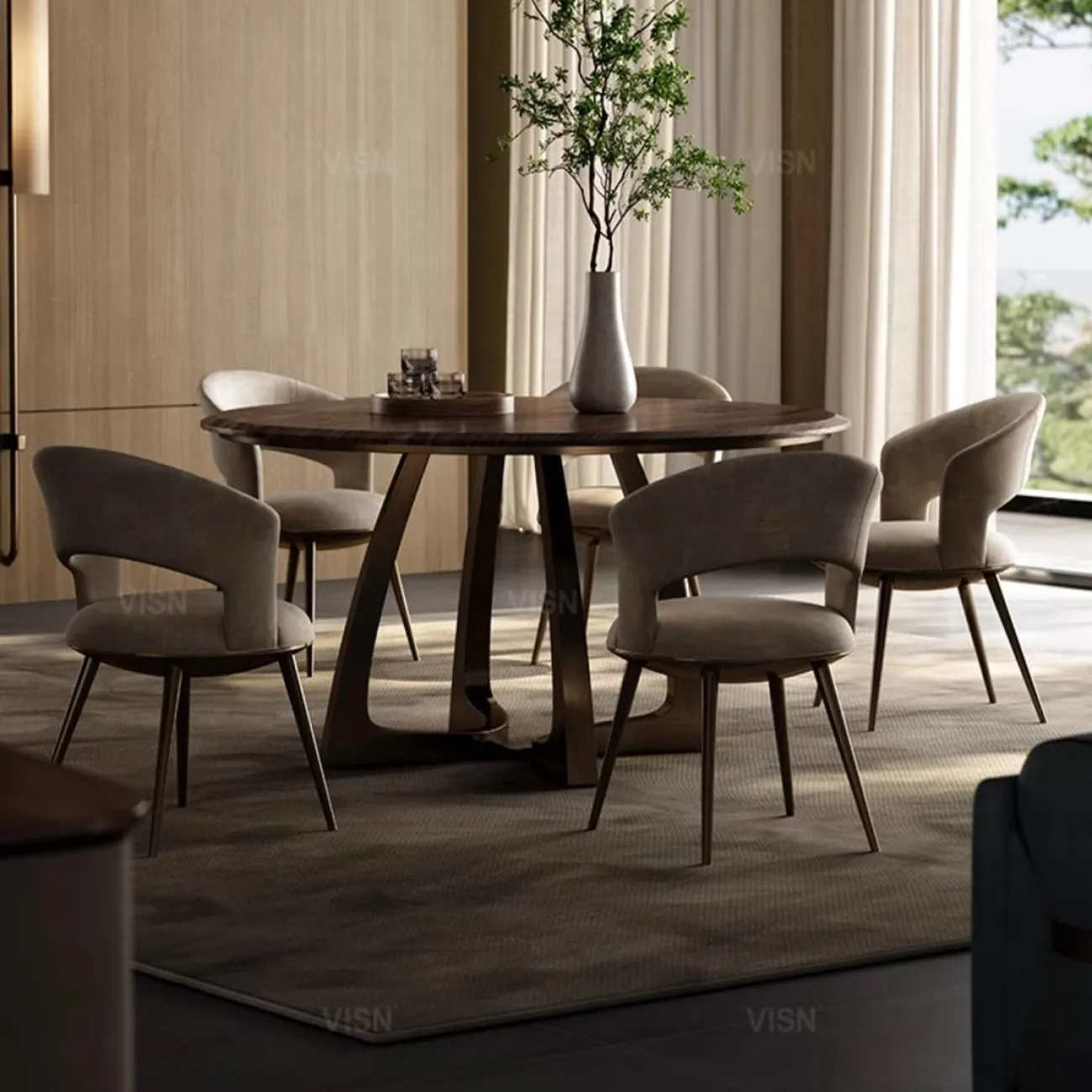 Итальянский минималистичный кожаный обеденный стул  LUXURY VISN 35812-29