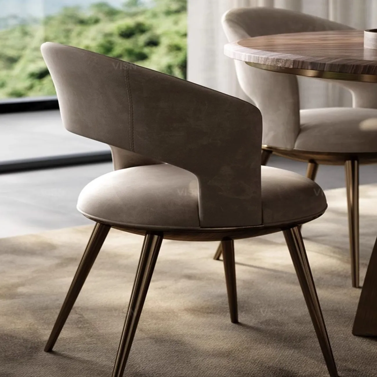 Итальянский минималистичный кожаный обеденный стул  LUXURY VISN 35812-29