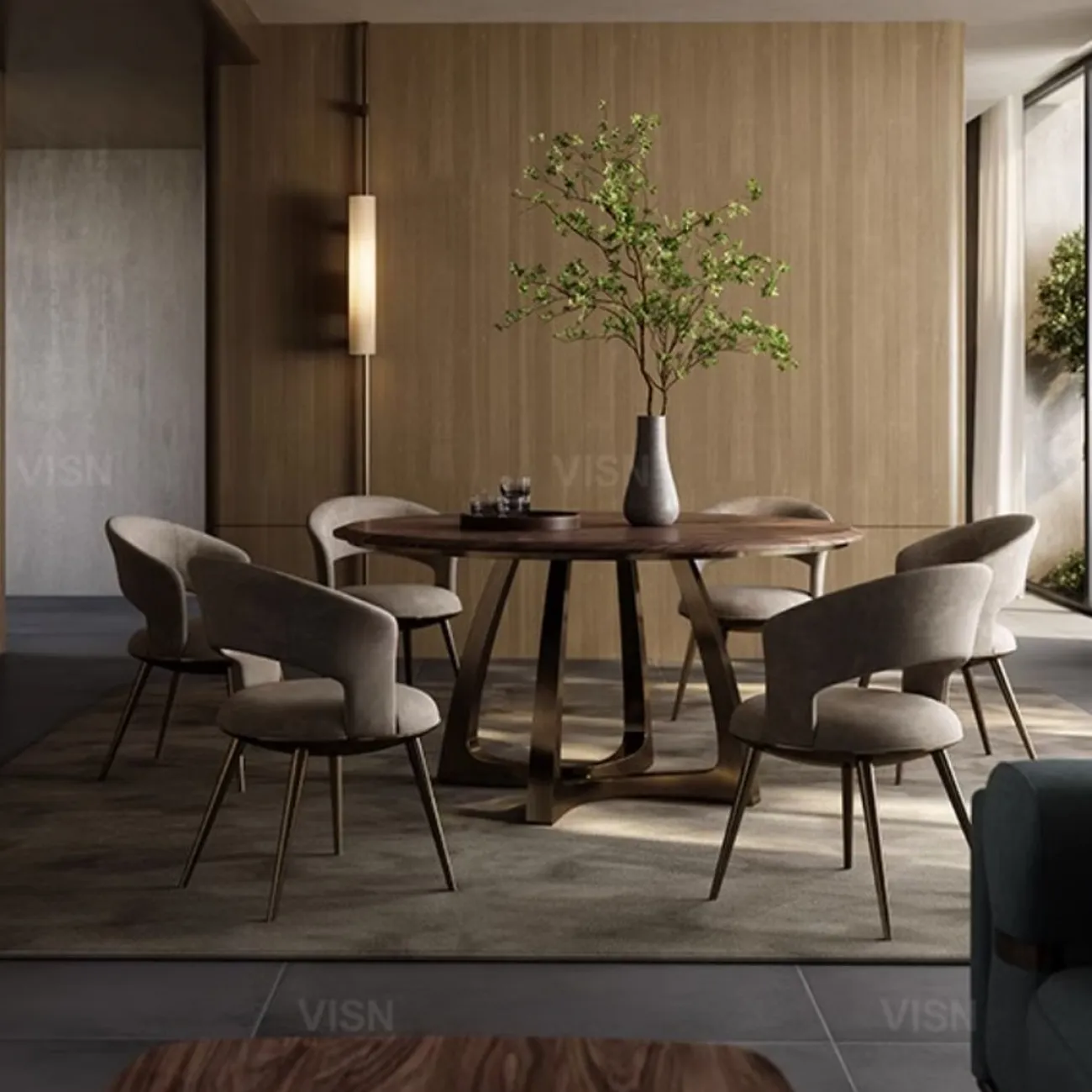Итальянский минималистичный кожаный обеденный стул  LUXURY VISN 35812-29
