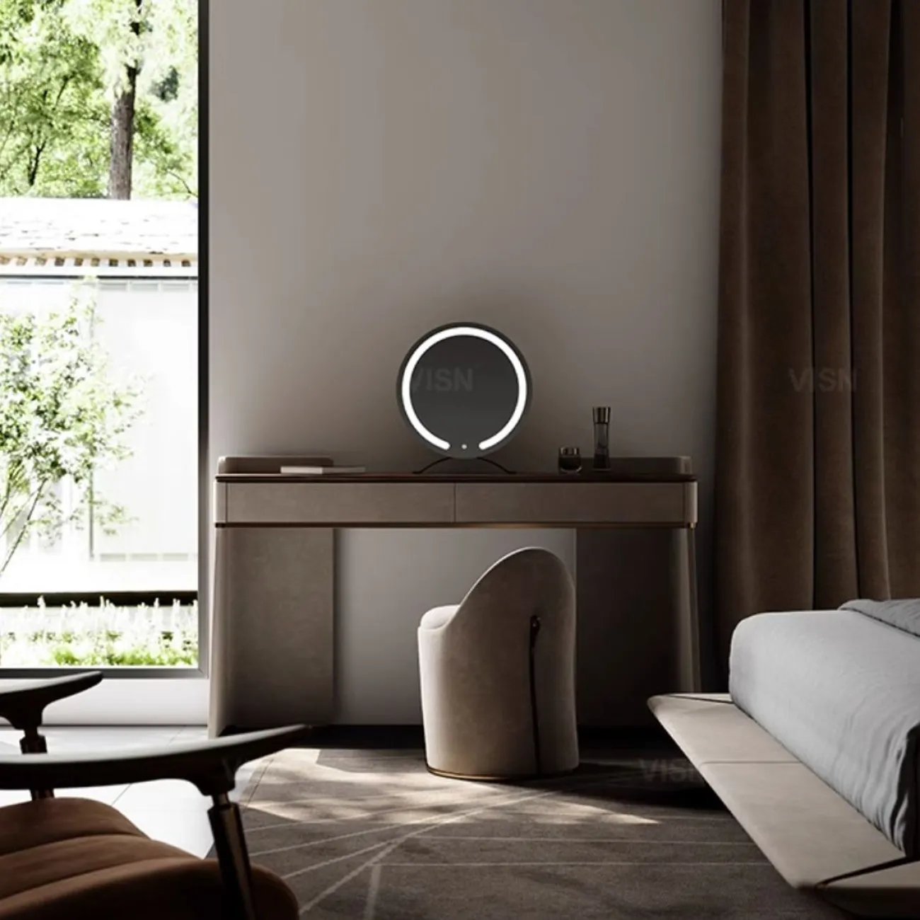 Роскошный табурет из матовой кожи для спальни LUXURY VISN 35813-29