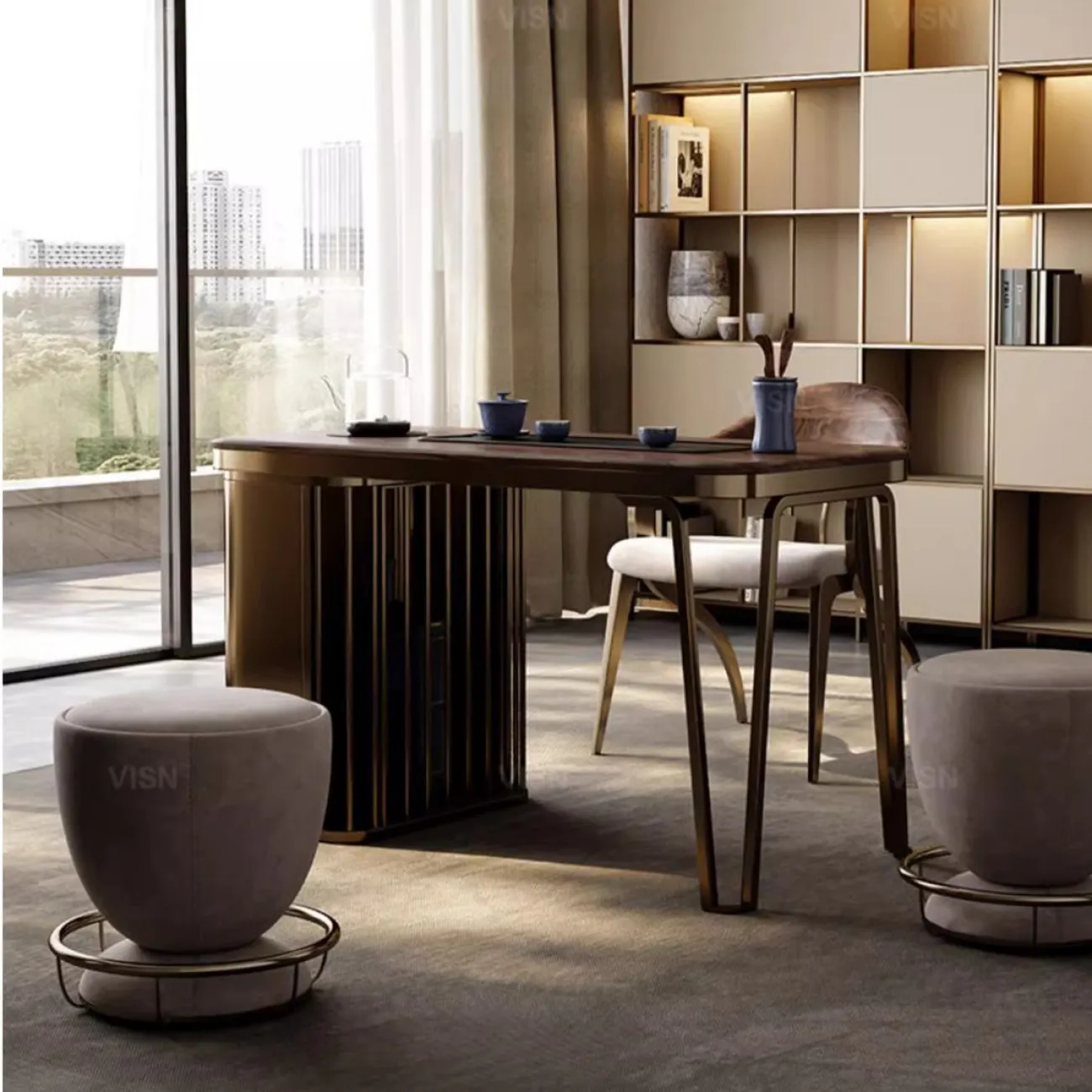 Современный чайный столик из массива дерева LUXURY VISN 35814-29