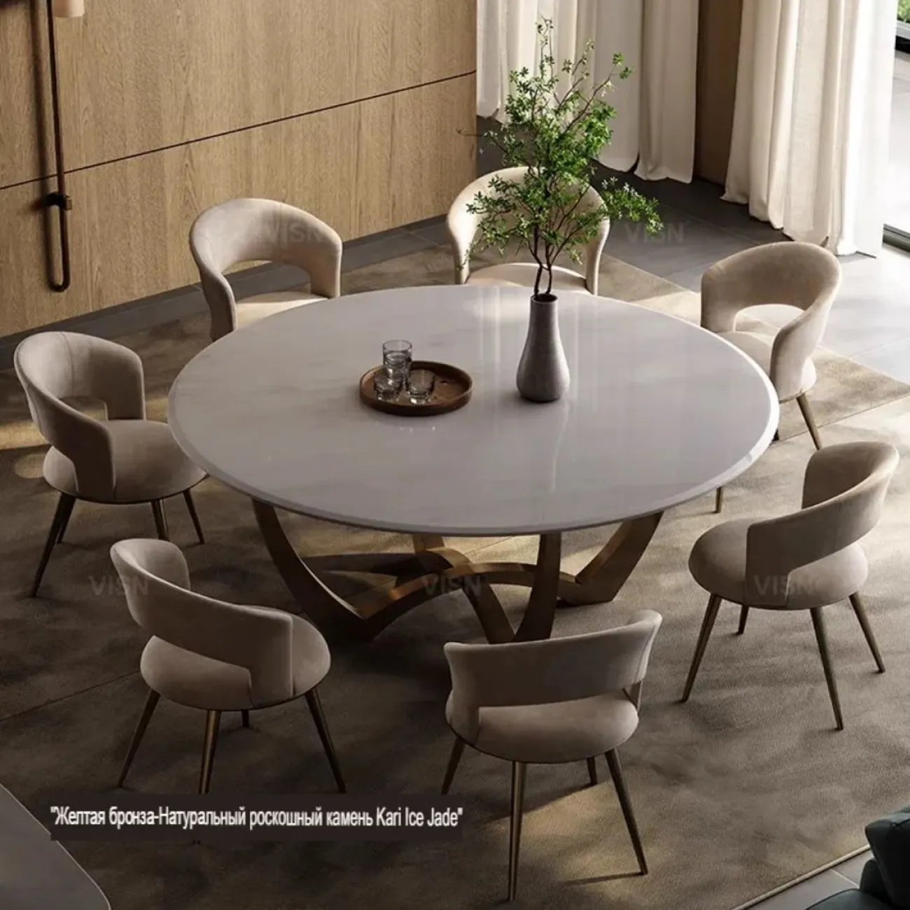 Роскошный круглый обеденный стол из массива дерева  LUXURY VISN 35816-29