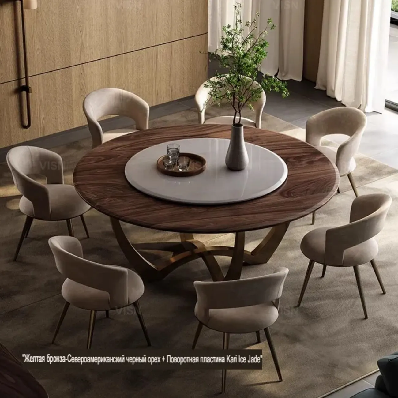 Роскошный круглый обеденный стол из массива дерева  LUXURY VISN 35816-29