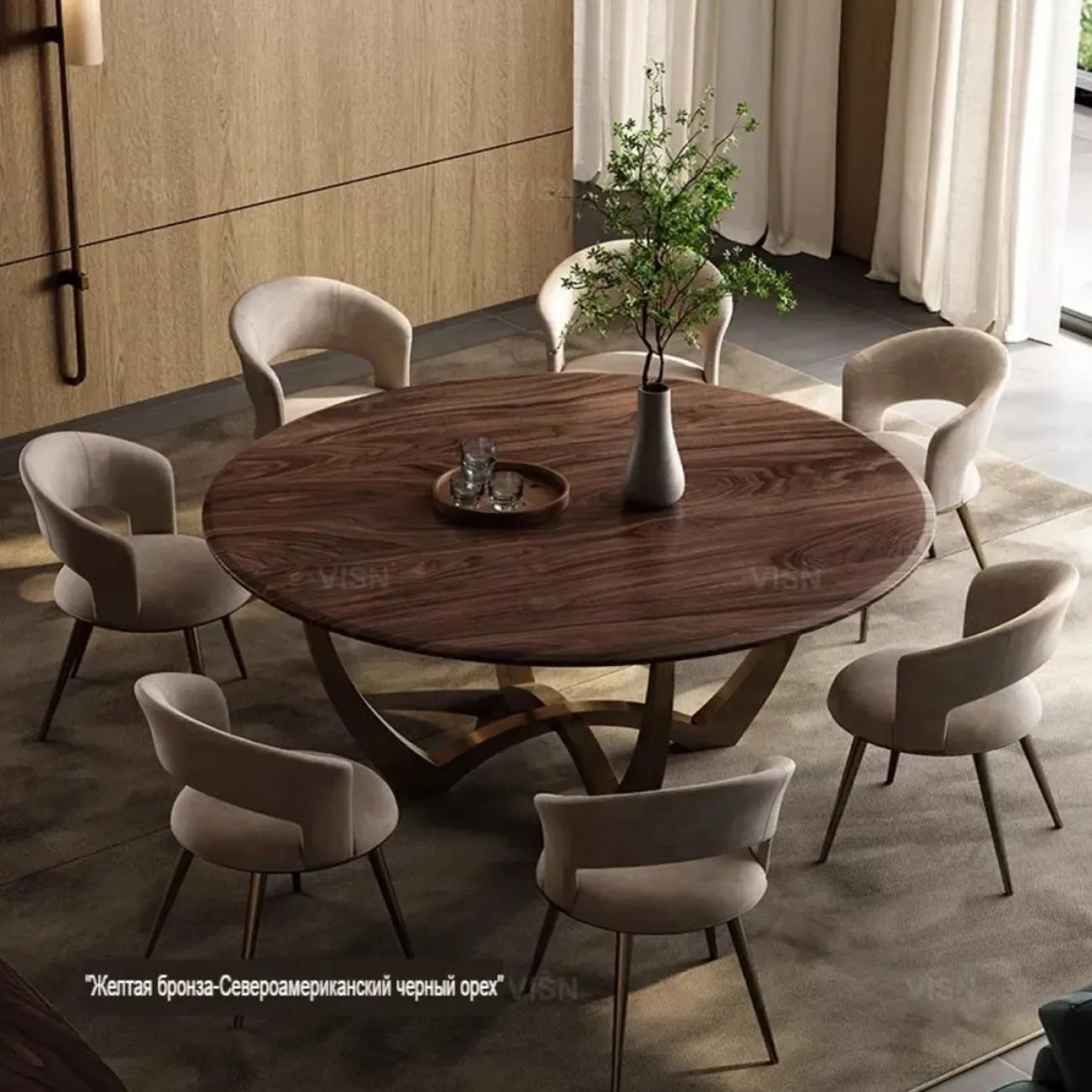 Роскошный круглый обеденный стол из массива дерева  LUXURY VISN 35816-29