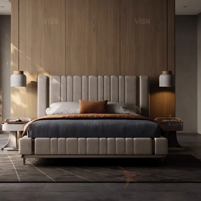 Роскошная кожаная кровать  с высокой спинкой LUXURY VISN 35818-29