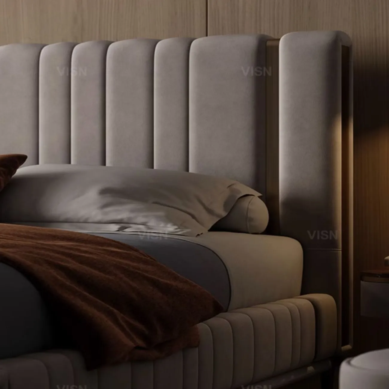 Роскошная кожаная кровать  с высокой спинкой LUXURY VISN 35818-29