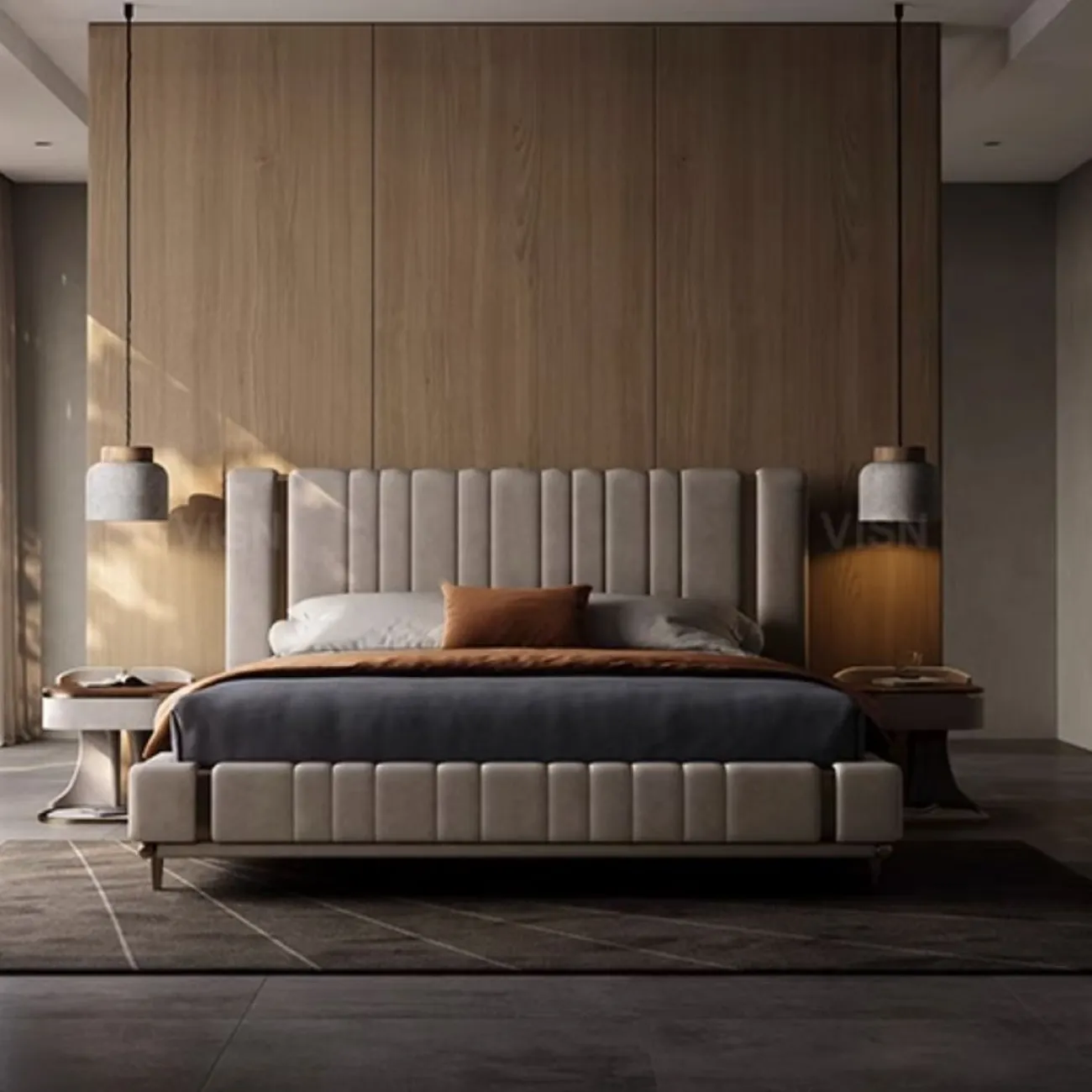 Роскошная кожаная кровать  с высокой спинкой LUXURY VISN 35818-29