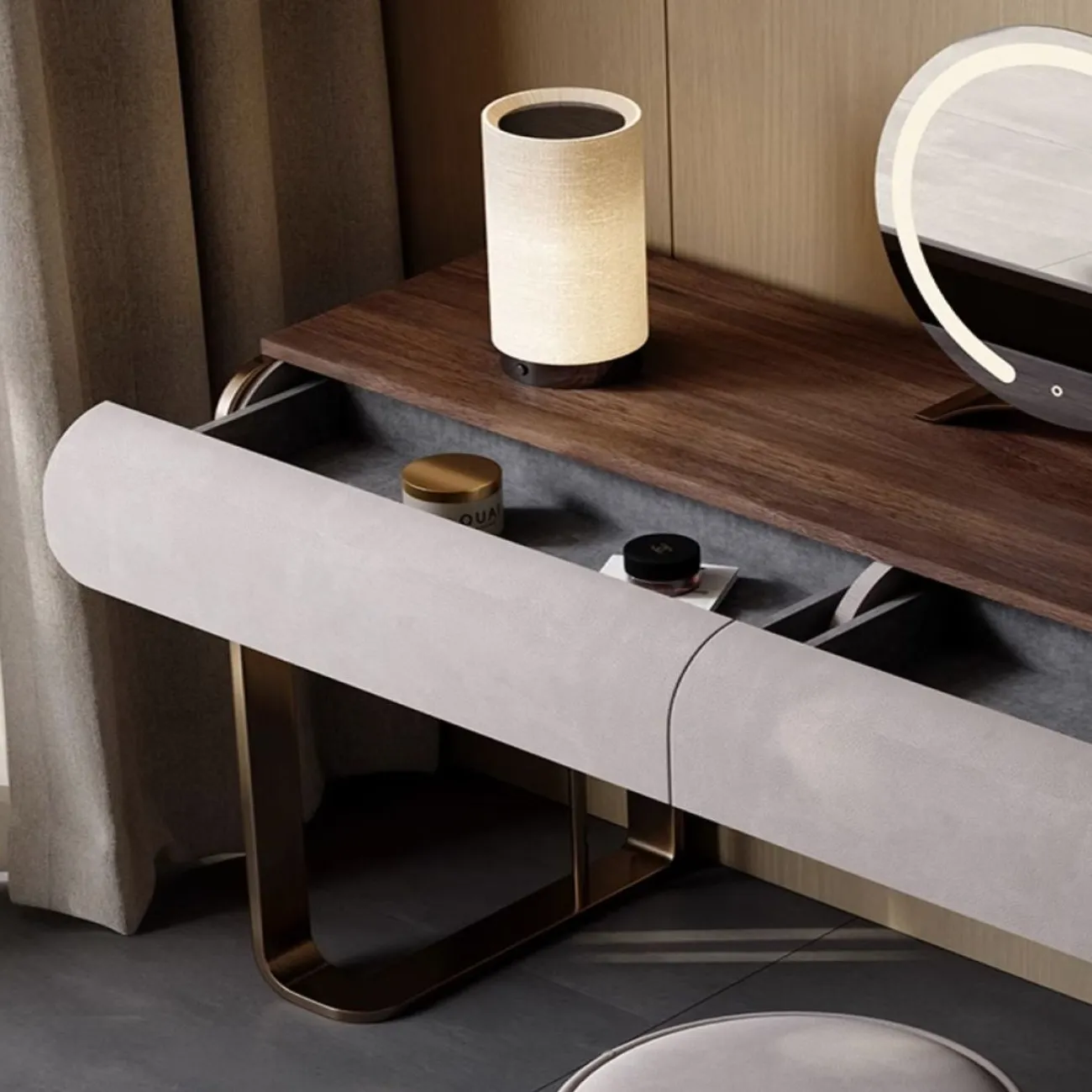 Роскошный туалетный столик с умным зеркалом из массива дерева LUXURY VISN 35819-29