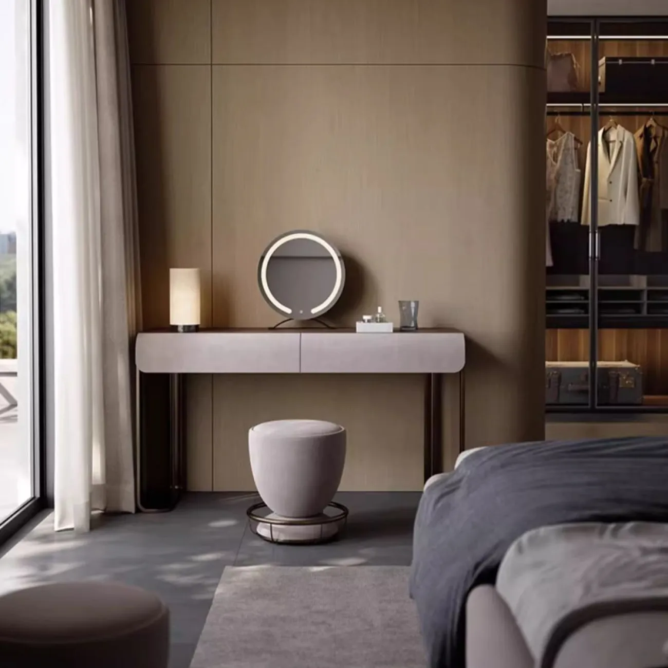 Роскошный туалетный столик с умным зеркалом из массива дерева LUXURY VISN 35819-29