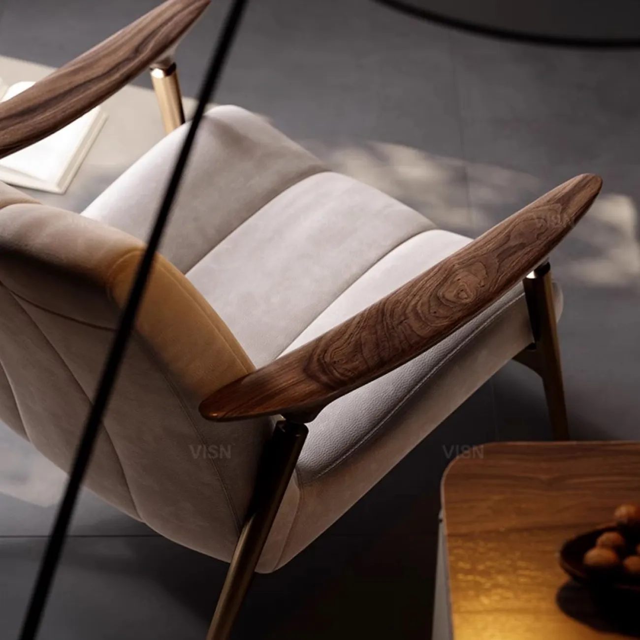 Итальянский кожаной кресло из массива чёрного ореха LUXURY VISN 35820-29