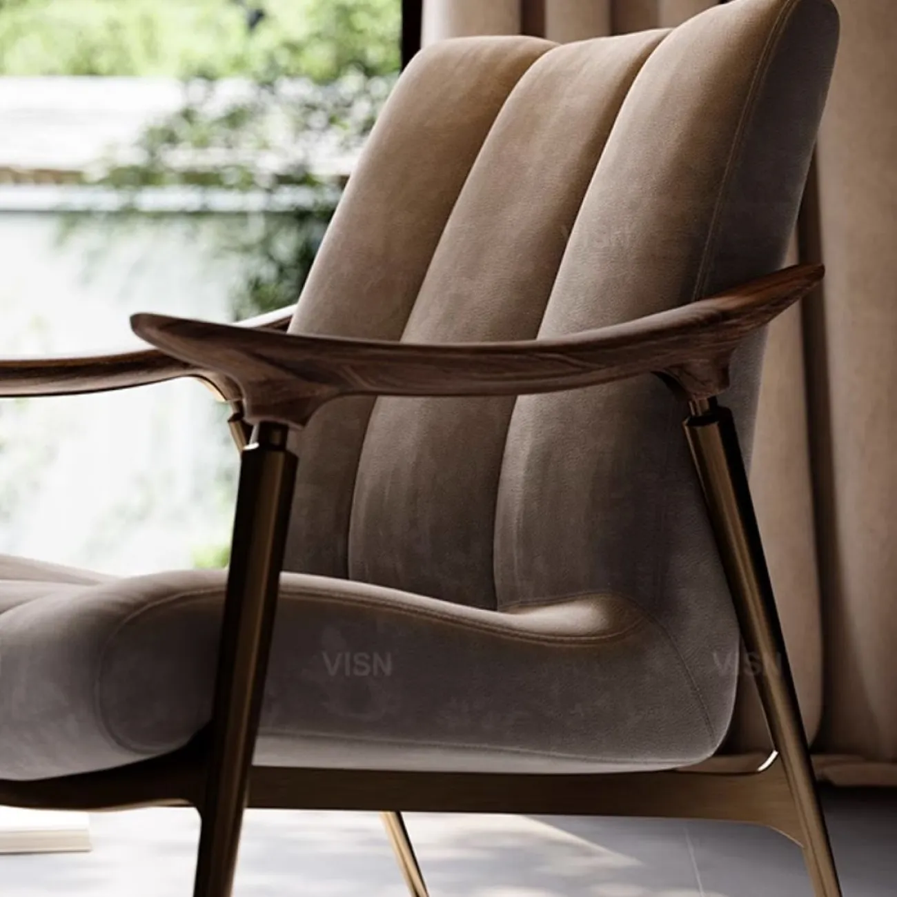 Итальянский кожаной кресло из массива чёрного ореха LUXURY VISN 35820-29