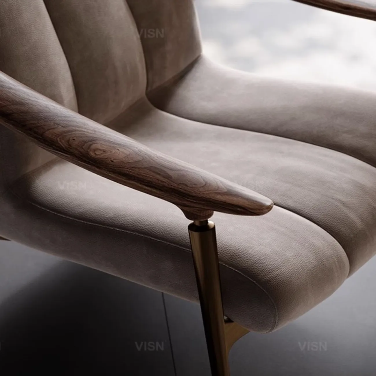 Итальянский кожаной кресло из массива чёрного ореха LUXURY VISN 35820-29