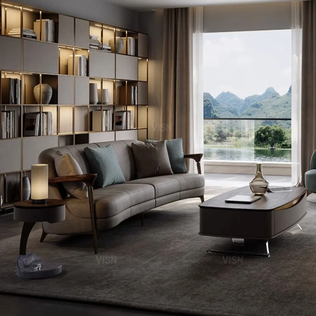 Роскошный диван  из матовой кожи LUXURY VISN 35826-29