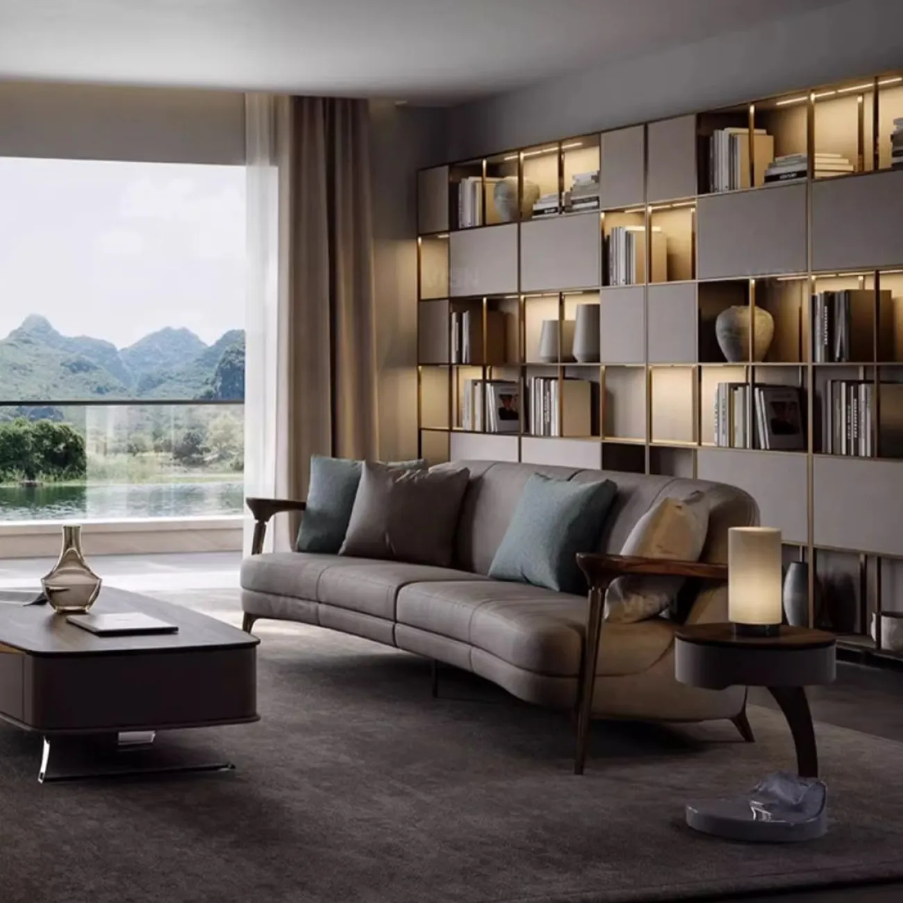 Роскошный диван  из матовой кожи LUXURY VISN 35826-29