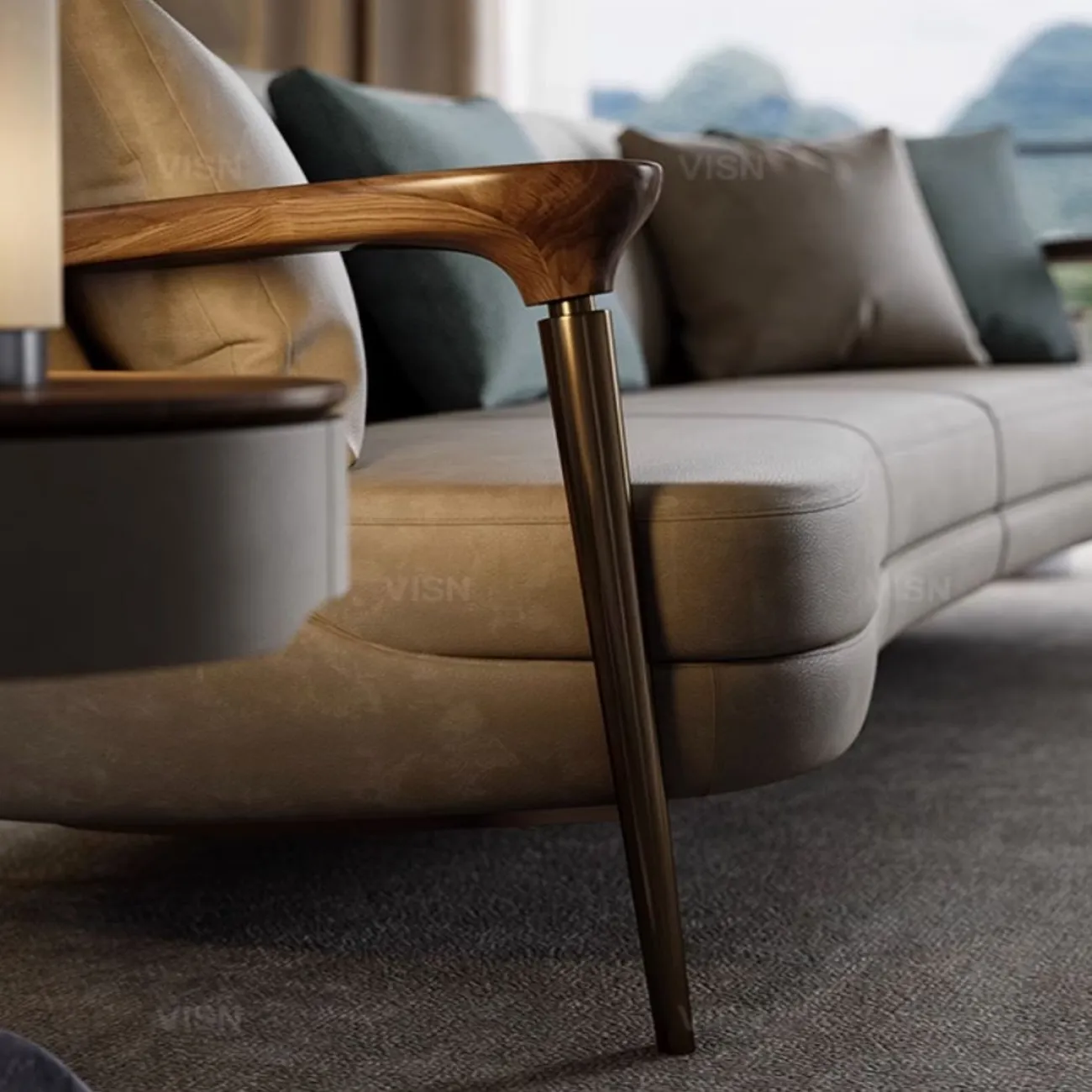 Роскошный диван  из матовой кожи LUXURY VISN 35826-29