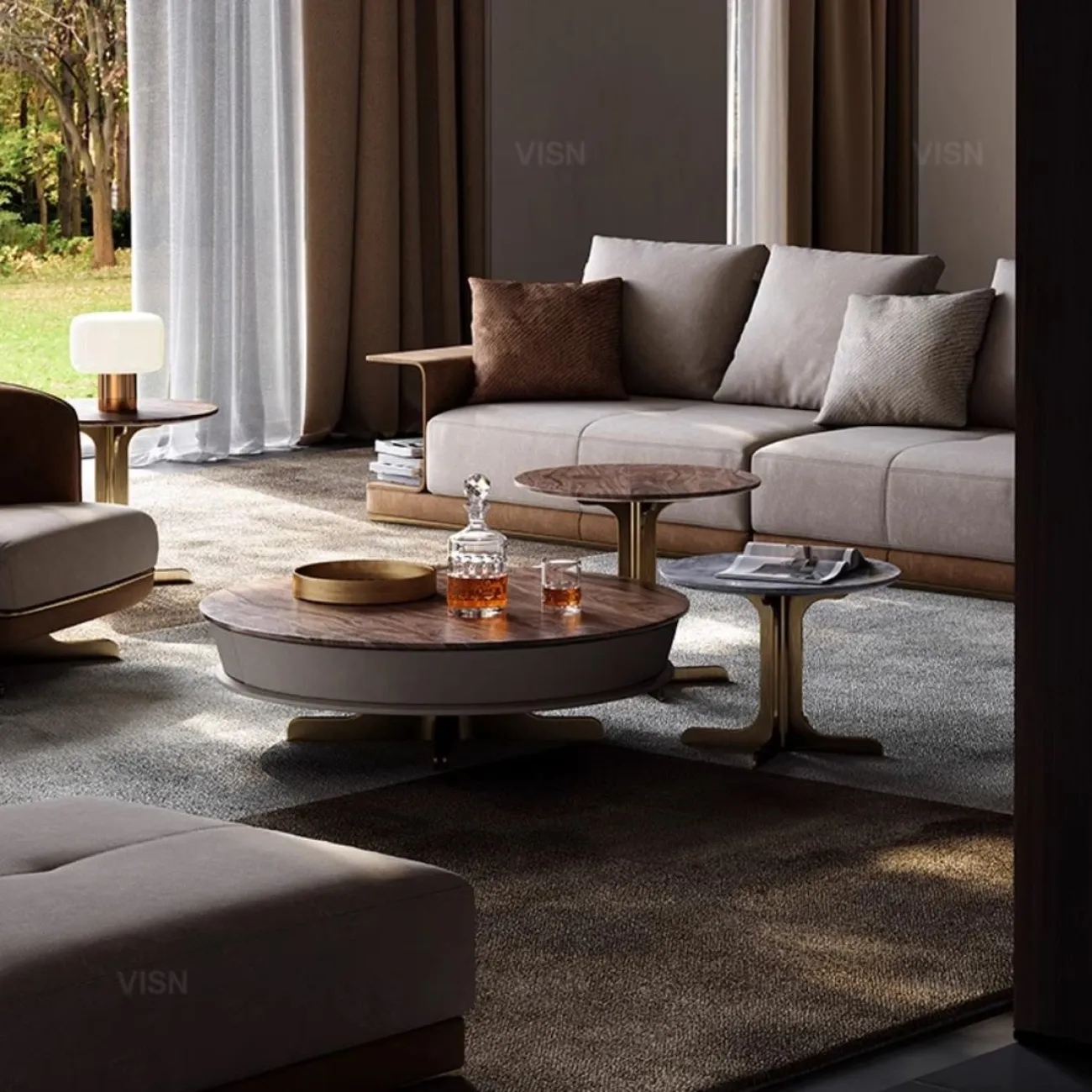 Роскошный журнальный столик из массива дерева LUXURY VISN 35827-29