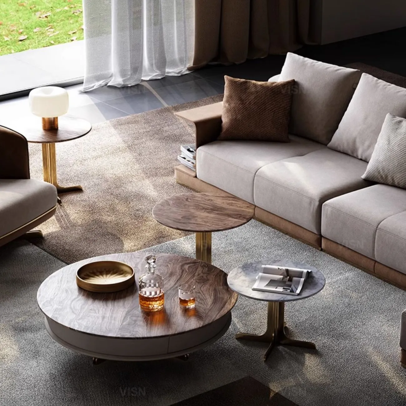 Роскошный журнальный столик из массива дерева LUXURY VISN 35827-29