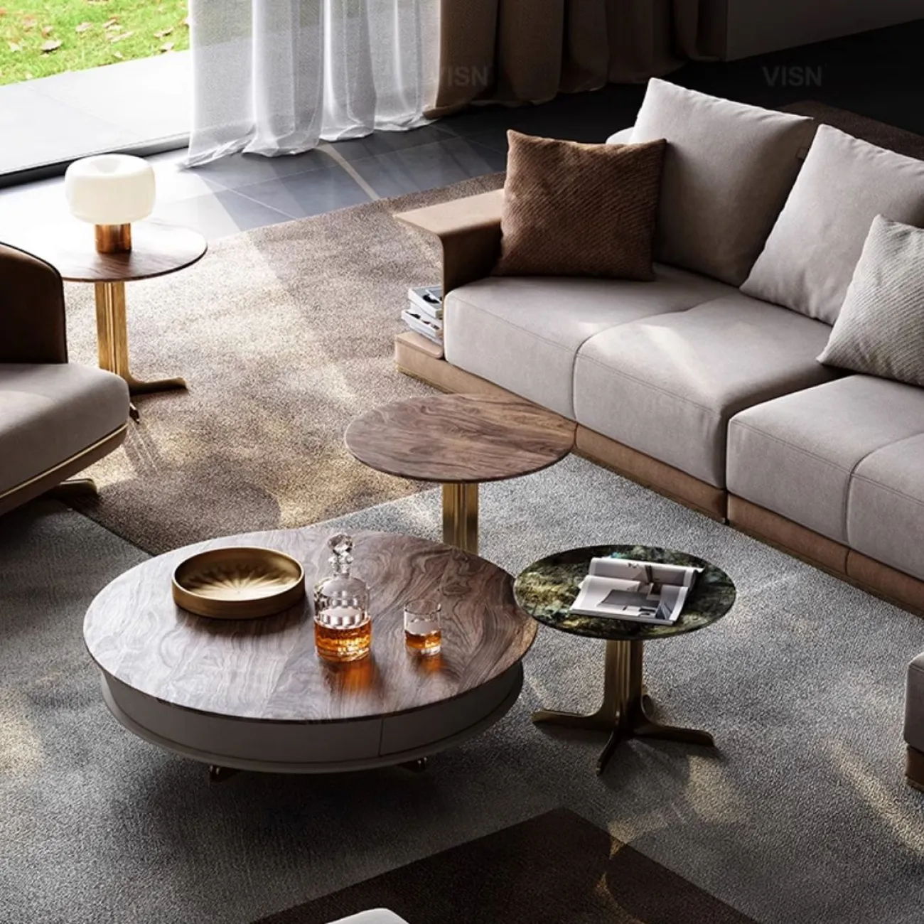 Роскошный журнальный столик из массива дерева LUXURY VISN 35827-29