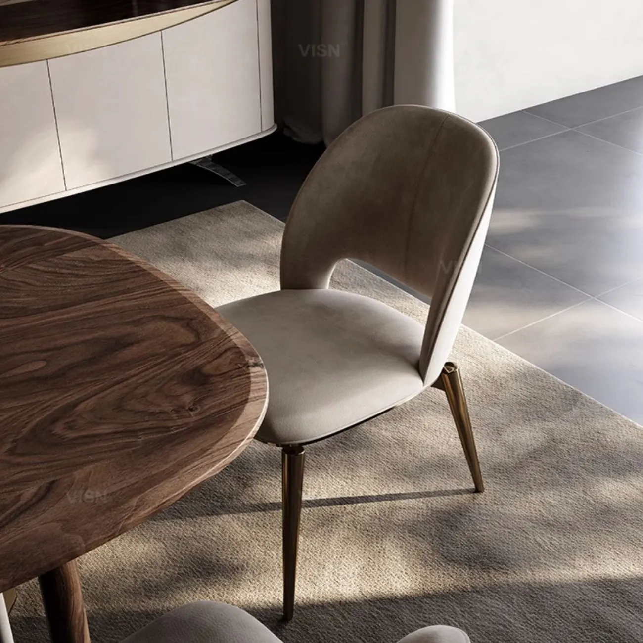 Простой кожаный обеденный стул  LUXURY VISN 35830-29