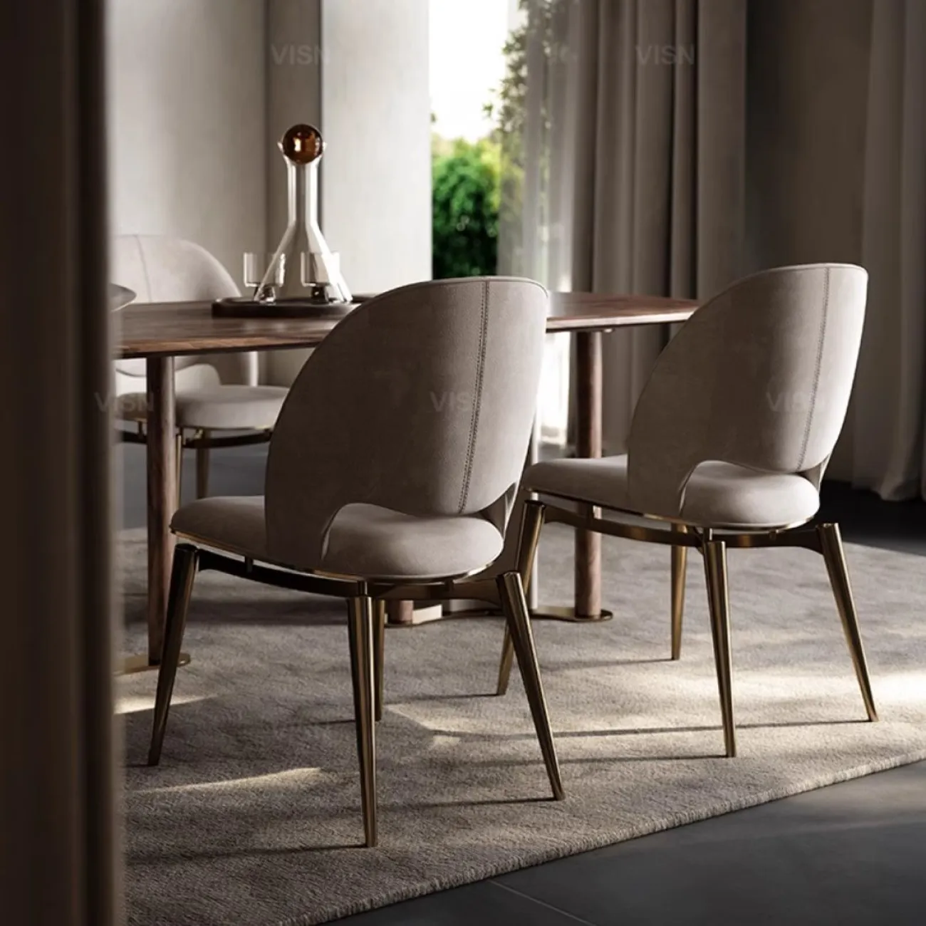 Простой кожаный обеденный стул  LUXURY VISN 35830-29