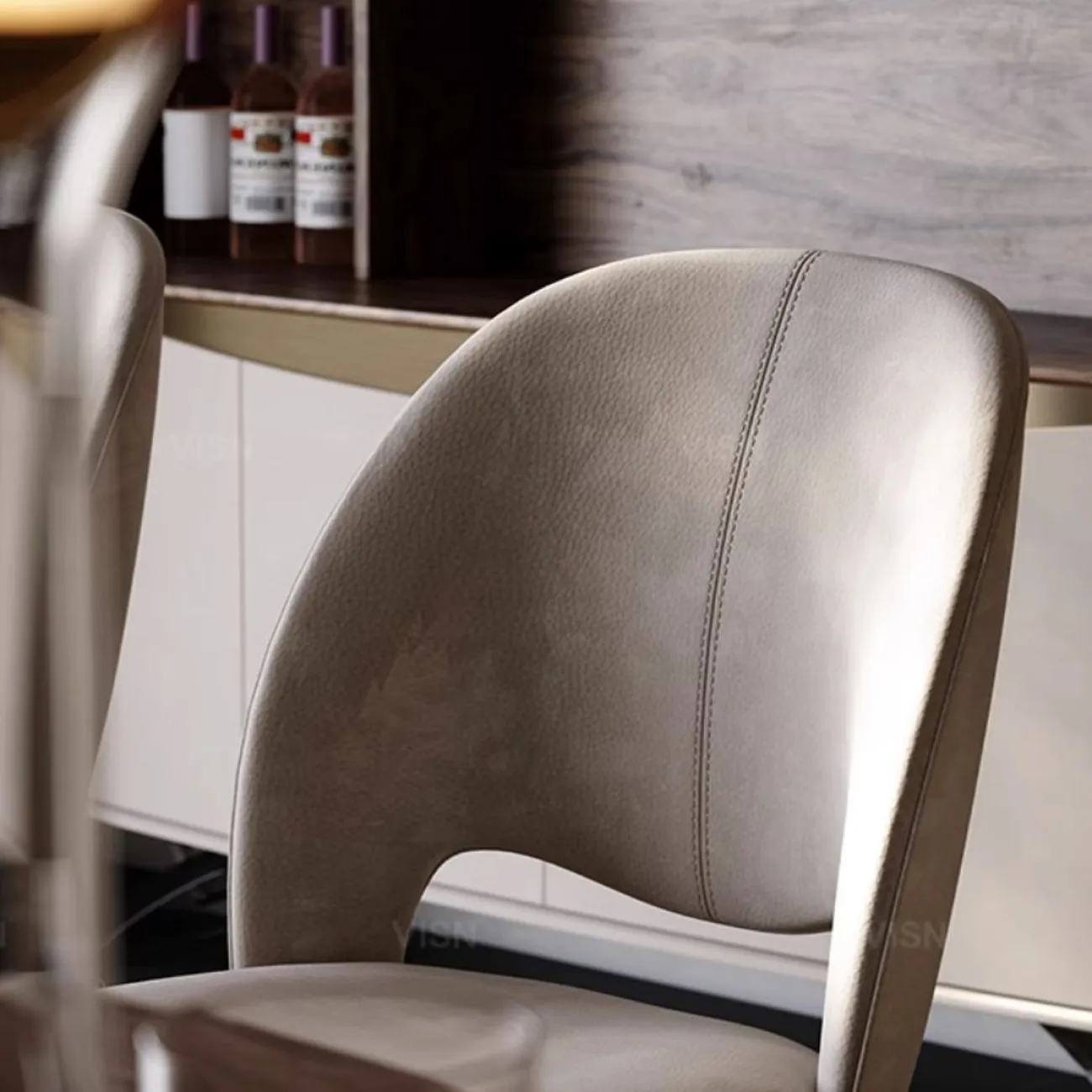 Простой кожаный обеденный стул  LUXURY VISN 35830-29