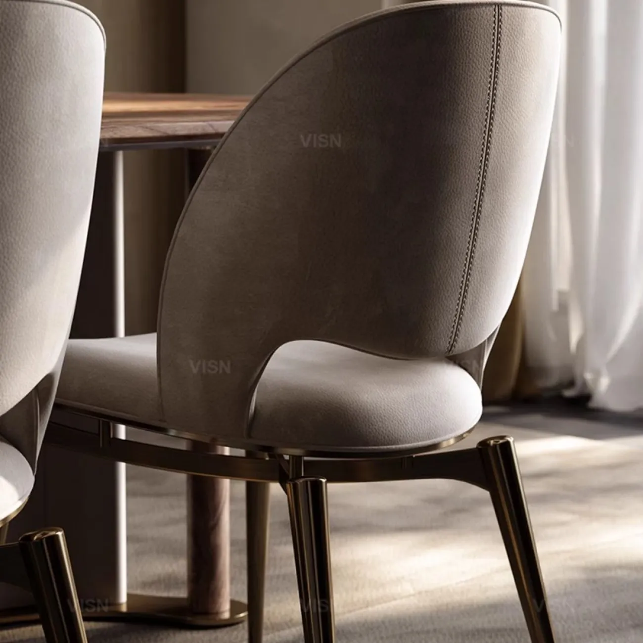 Простой кожаный обеденный стул  LUXURY VISN 35830-29