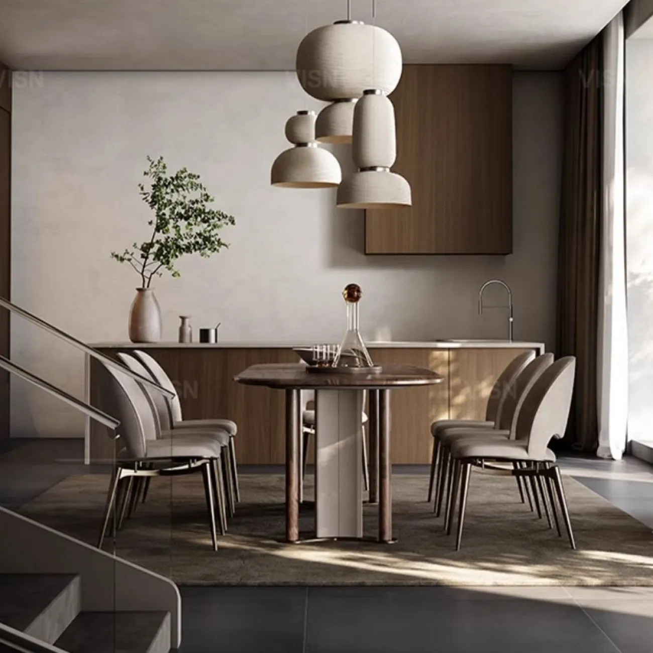 Простой кожаный обеденный стул  LUXURY VISN 35830-29