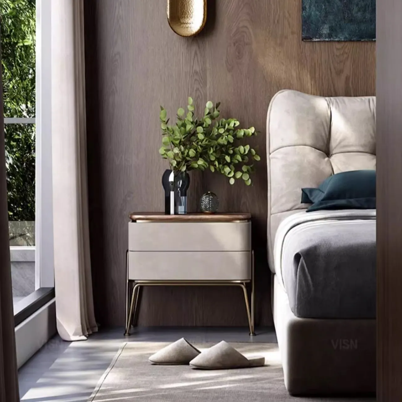 Роскошный прикроватный столик из массива черного ореха LUXURY VISN 35834-29