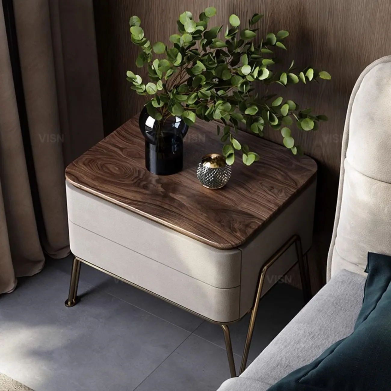 Роскошный прикроватный столик из массива черного ореха LUXURY VISN 35834-29 Роскошный прикроватный столик из массива черного ореха LUXURY VISN 35834-29