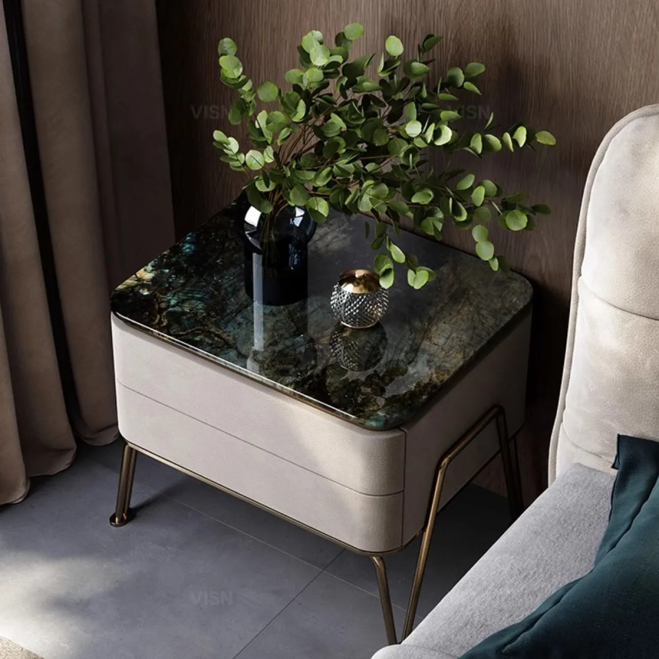 Роскошный прикроватный столик из массива черного ореха LUXURY VISN 35834-29 Роскошный прикроватный столик из массива черного ореха LUXURY VISN 35834-29