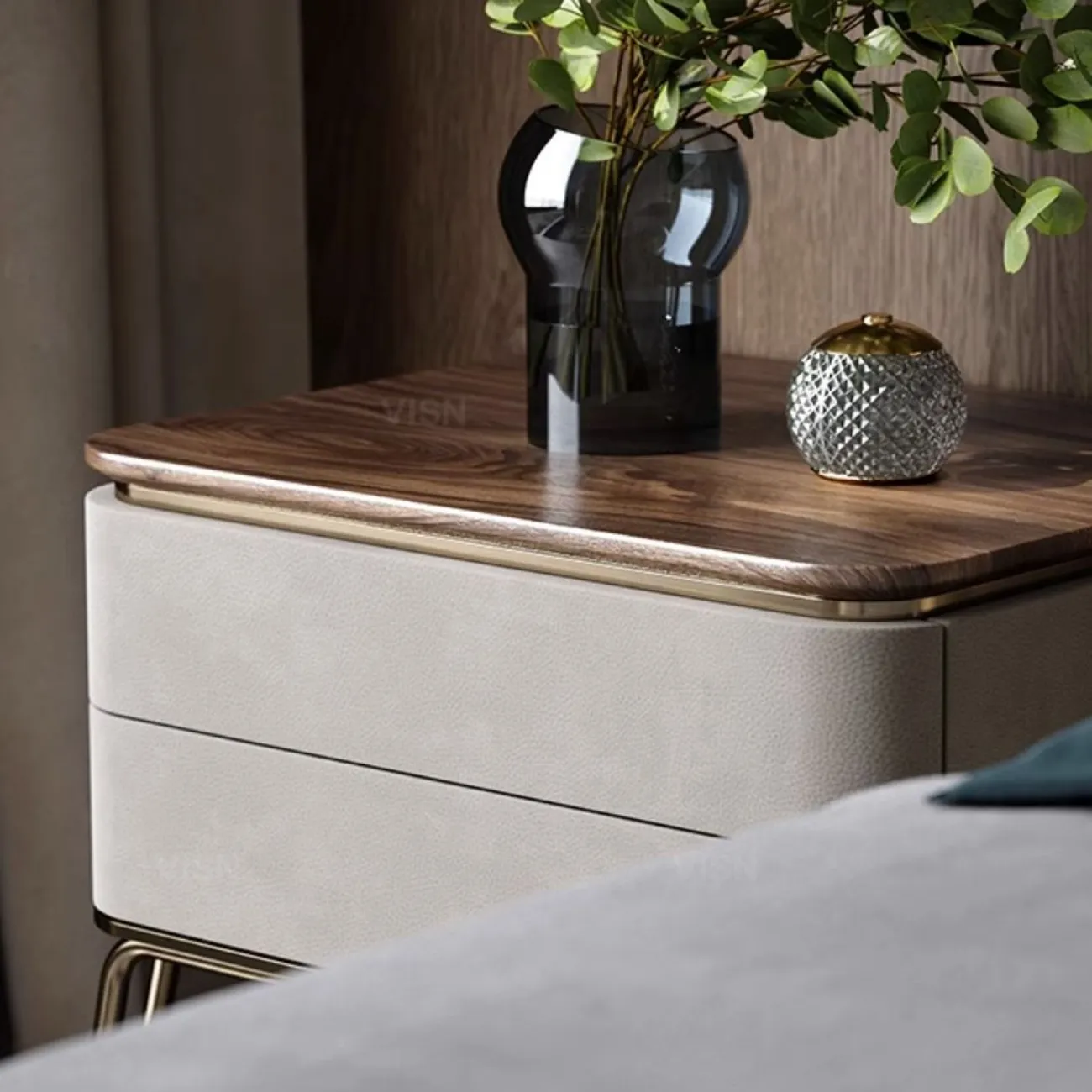 Роскошный прикроватный столик из массива черного ореха LUXURY VISN 35834-29 Роскошный прикроватный столик из массива черного ореха LUXURY VISN 35834-29