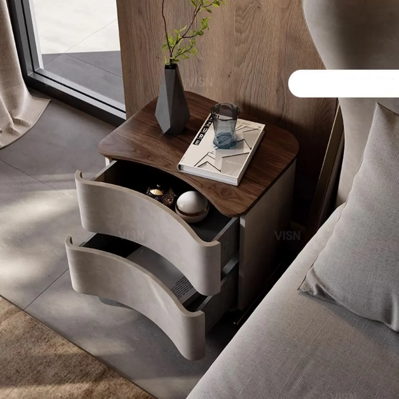 Современная прикроватная тумбочка из орехового дерева LUXURY VISN 35836-29