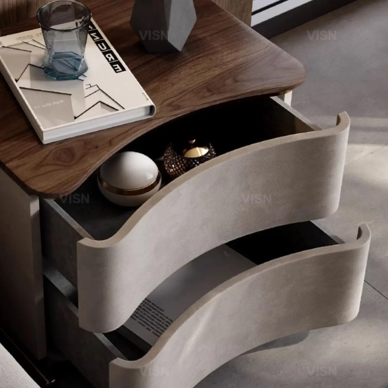 Современная прикроватная тумбочка из орехового дерева LUXURY VISN 35836-29