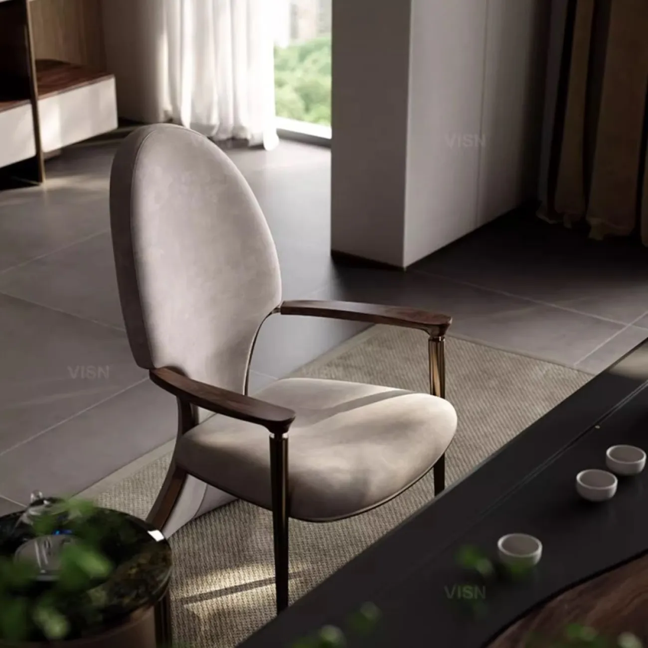 Роскошный cтул с кожаной спинкой LUXURY VISN 35839-29