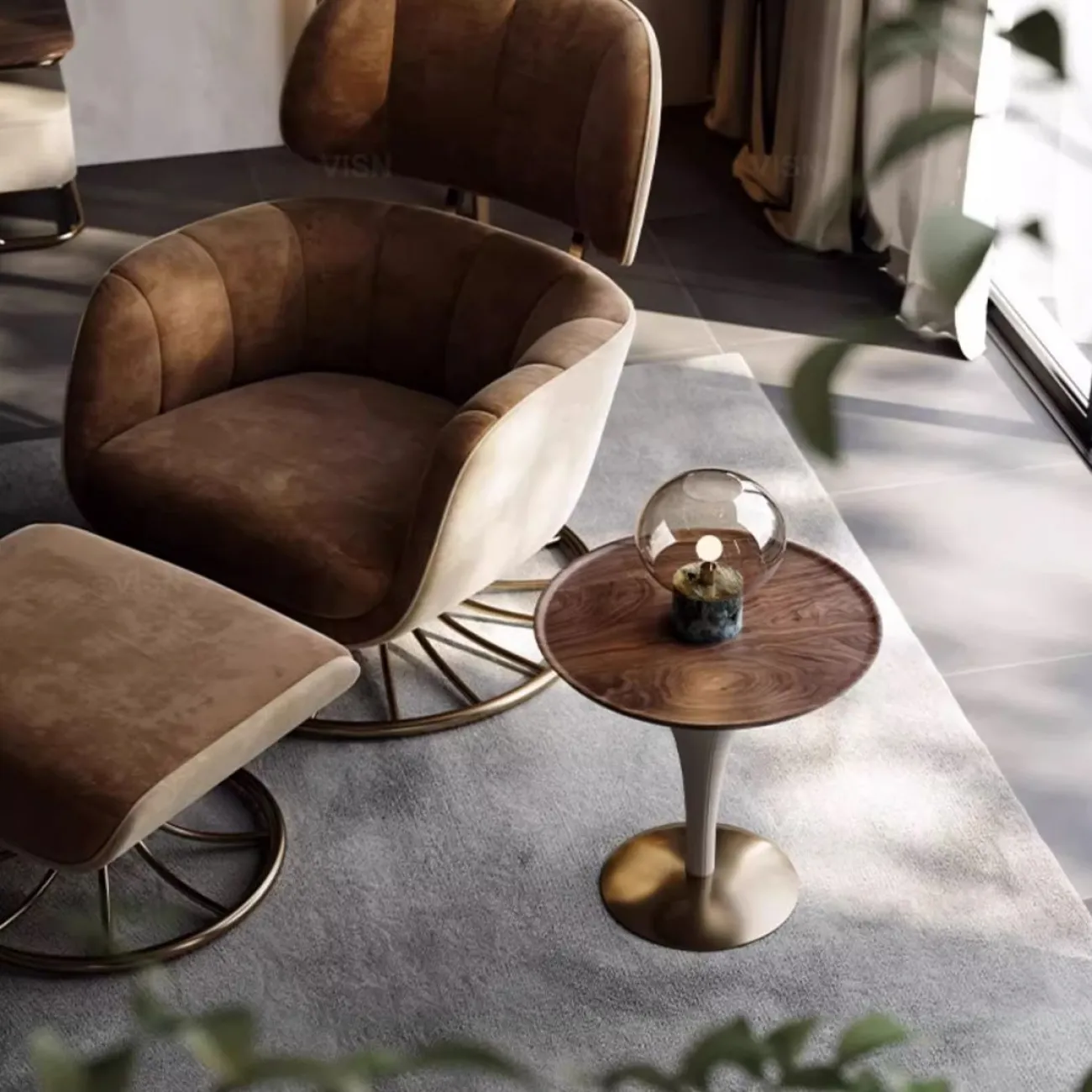 Современный приставной столик  из черного ореха LUXURY VISN 35843-29