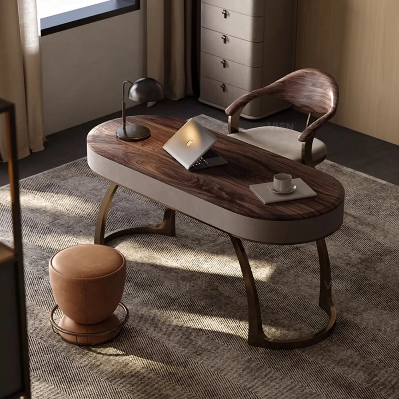 Современный овальный письменный стол из массива дерева LUXURY VISN 35844-29